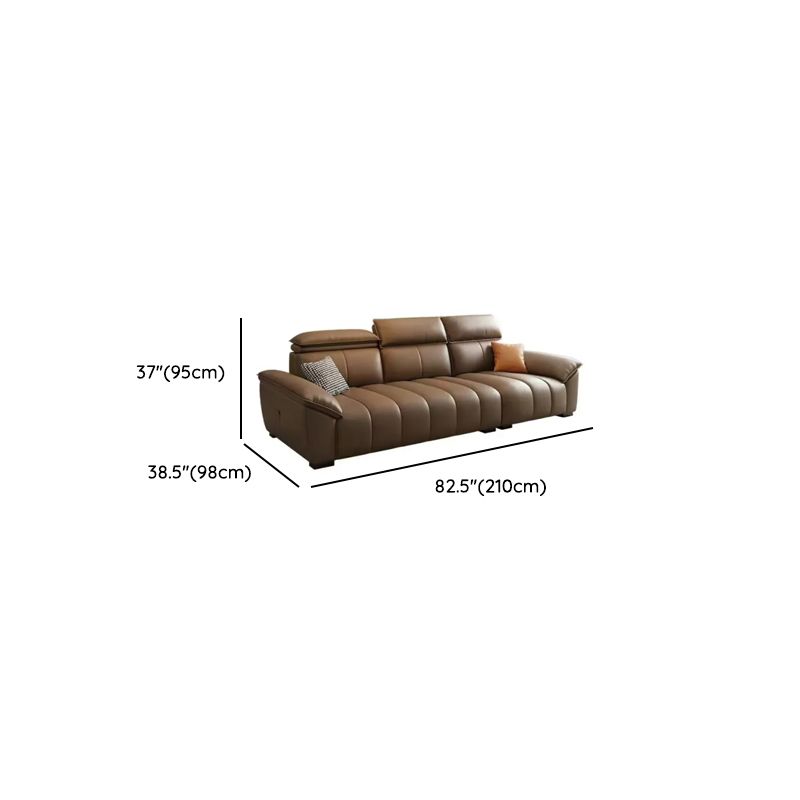 Tear Resistant Standard Sofa in Full Grain Leather with Mocha Upholstery