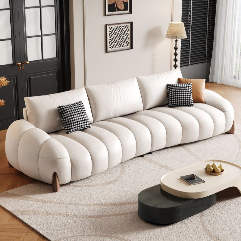Contemporary Modern White Water Resistant Solid Color Standard Sofa for 2 People or 3 with 2 or 3 Pillows