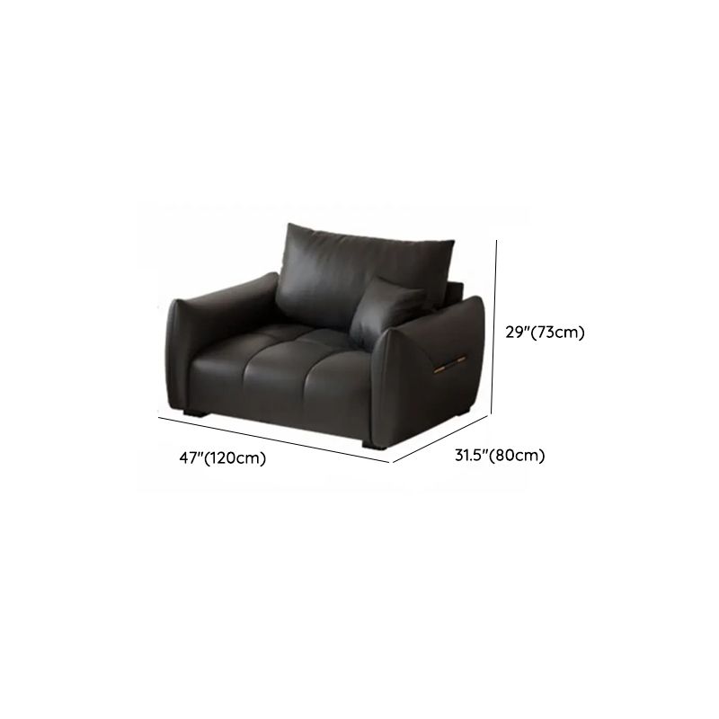 Contemporary Modern Solid Color Stain Resistant Standard Sofa/Loveseat/Single Sofa in Midnight Black with 1-seater/Seats 5/Seats 4 and 2 Pillows