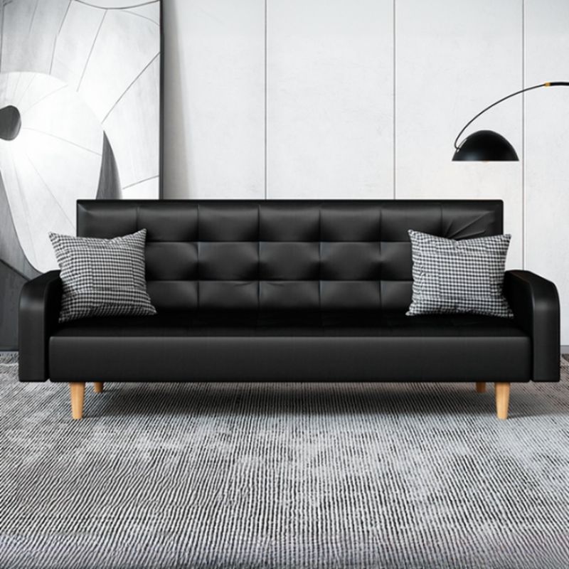 Standard Sofa in Midnight Black/Cerulean/Olive Green with Pu Leather and Armrest