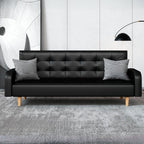 Standard Sofa in Midnight Black/Cerulean/Olive Green with Pu Leather and Armrest