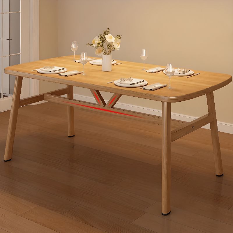 Composite Wood Dining Table with Trestle Base, Scratch-proof and Seating for 4