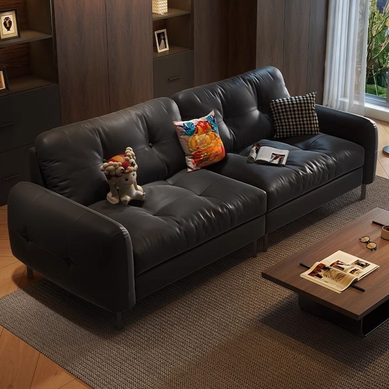Contemporary Modern Solid Color Stain Resistant Standard Sofa in Gray/Sepia/Amber Color with Arm, Seating Capacity for 3/4-seater
