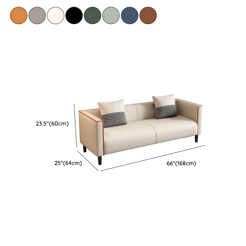 Trendy Solid Color Water Resistant Standard Sofa/Loveseat in Dark Gray/Beige/Amber Color with Arm, 2 People/Seats 3, and 2 Pillows