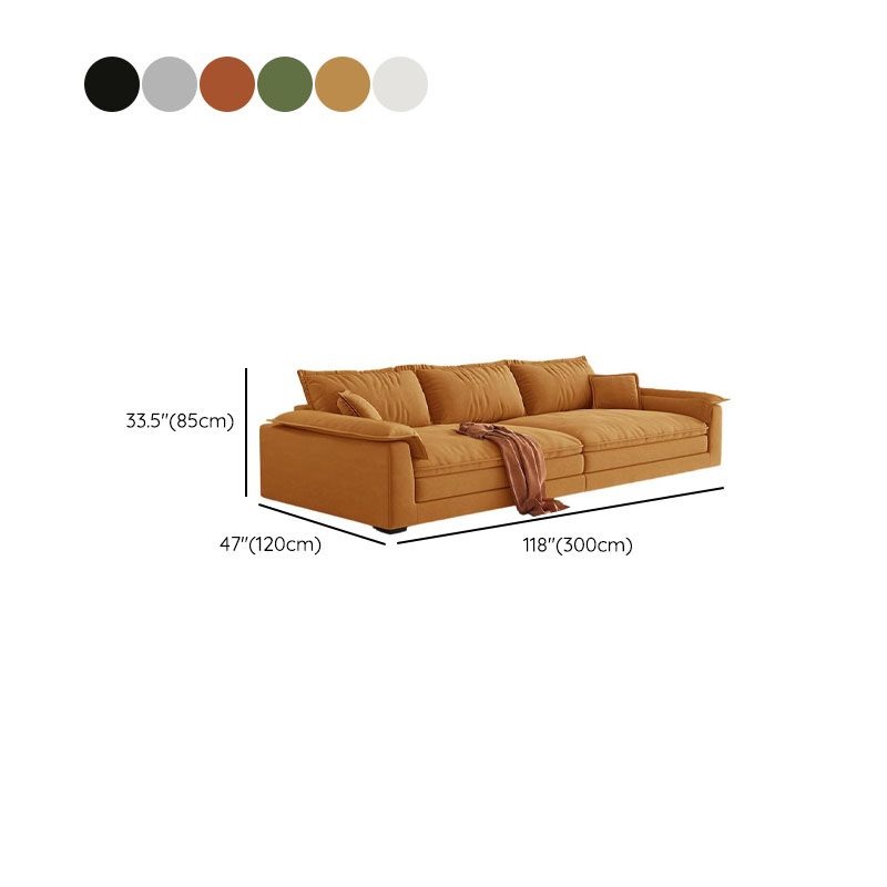 Contemporary Modern Solid Color Scratch-durable Sofa in Midnight Black/Gray/Mocha Flannel, Seats 4/5 with 2 Pillows