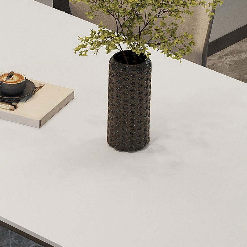 Simple Rectangular Dining Table with Slate Tabletop, Fixed Mechanism, and Chalk Color