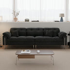 Drawing Room Standard Sofa in Midnight Black/Light Gray/Off-White with Armrest and 3 Pillows