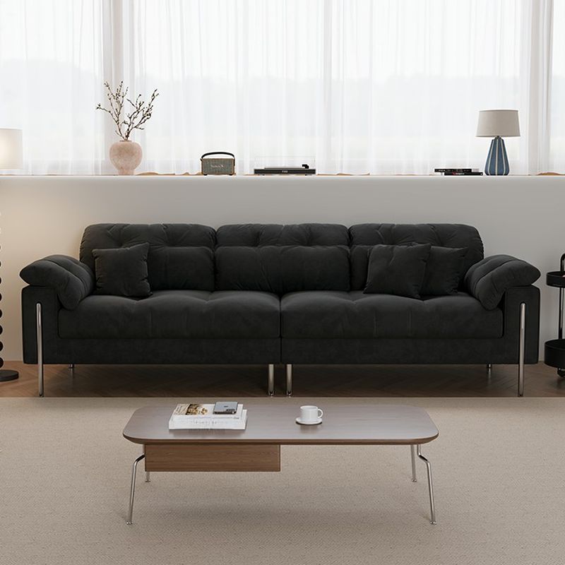 Drawing Room Standard Sofa in Midnight Black/Light Gray/Off-White with Armrest and 3 Pillows