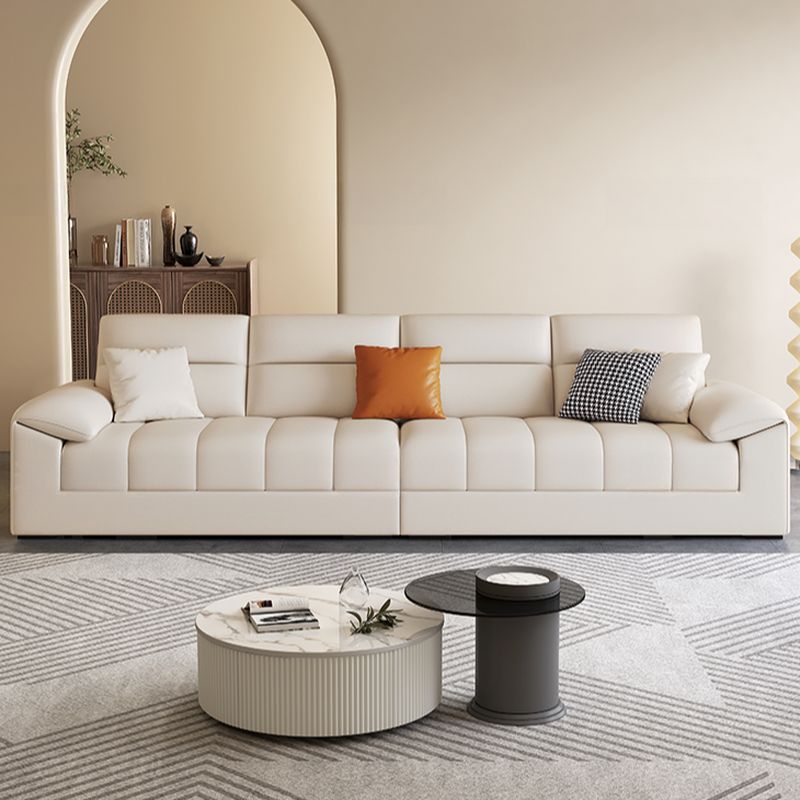 Contemporary Modern Solid Color Scratch-durable Standard Sofa in White with Seating for 5 and 3 Pillows