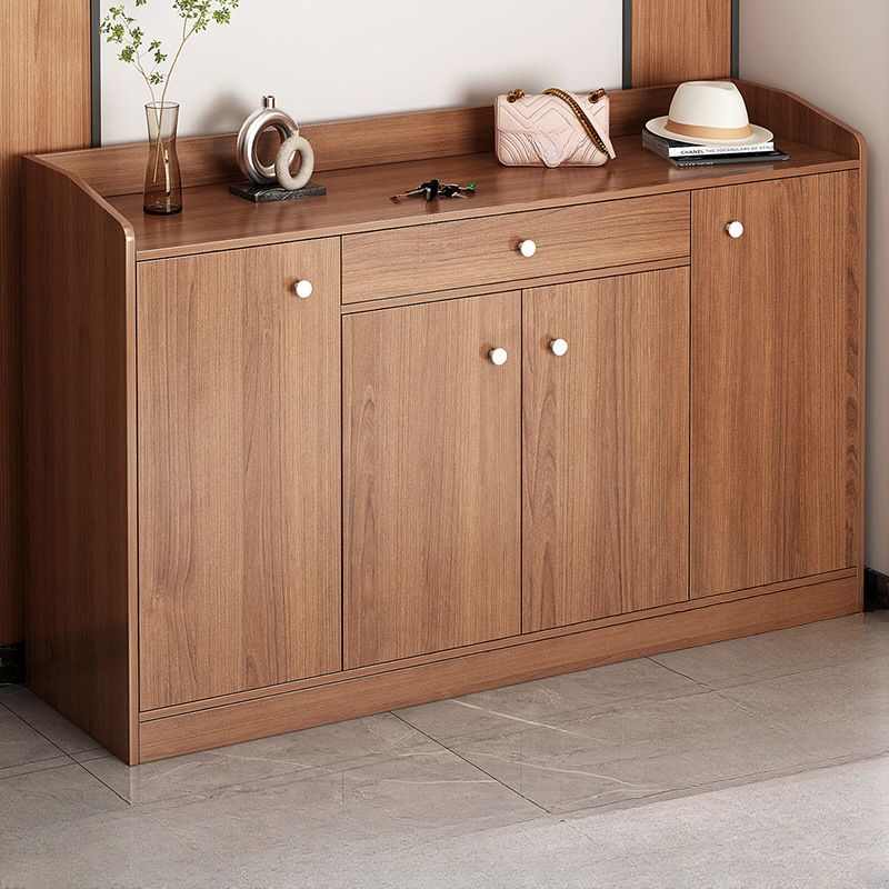 Engineered Wood 5 Tiers Shoe Stack with Shelf, Drawers, Gate, and Dustproof Cover