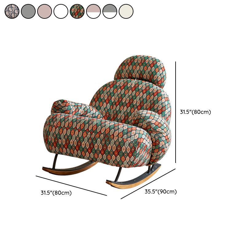 Rocking Chair Couch with Round Arm, Ottoman, Rear Back, Stationary