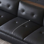Modish Solid Color Stain Resistant Standard Sofa/Loveseat/Single Sofa in Black with Arm, 3-seater/4-seater/5 Person