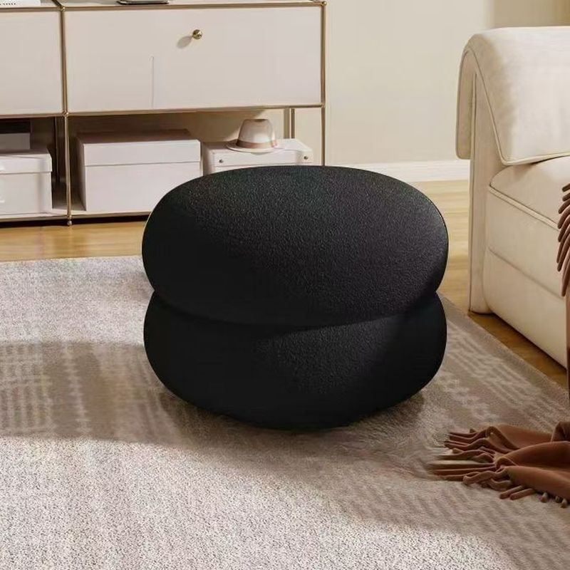 Modish Solid Color Accent Stool in Ink/White/Peony with Drum Base and Upholstered Seat