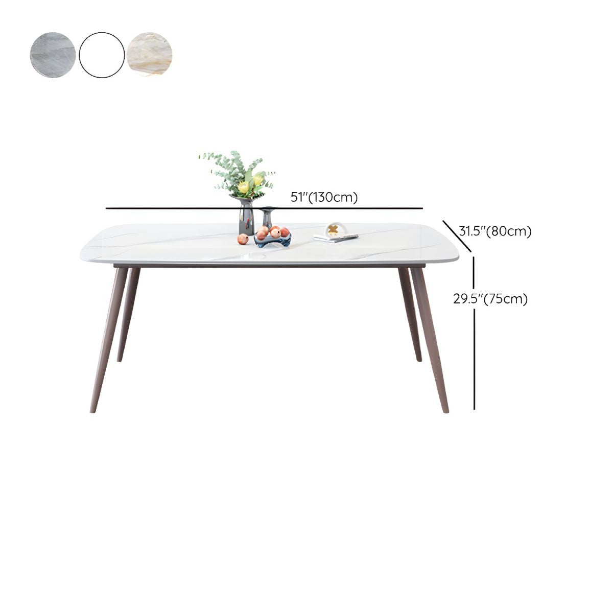 7-Piece Metal Modern Dining Set with Slate Table Top and Upholstered Chairs in Violet Color