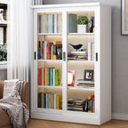 Steel Vertical Barrister Bookcase with Transparent Glass Doors and Closed Back, Featuring 6-Shelf/5-Shelf/4-Shelf
