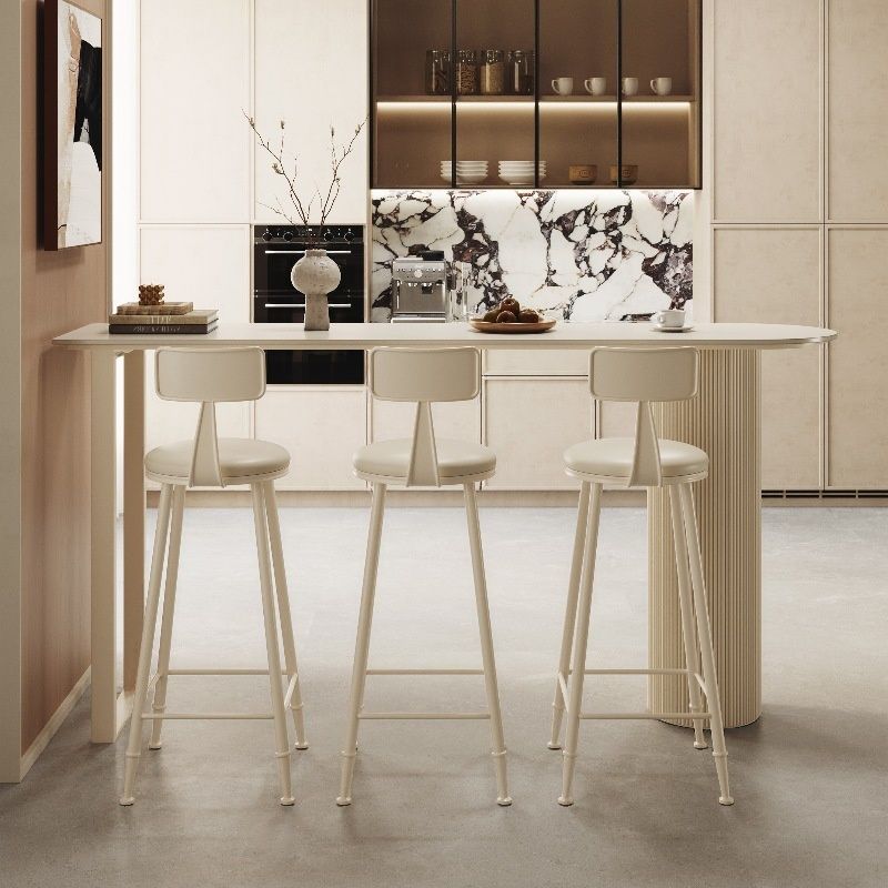 Classic Chalk Free Form Sintered Stone Bistro Table with Dual Footing Base