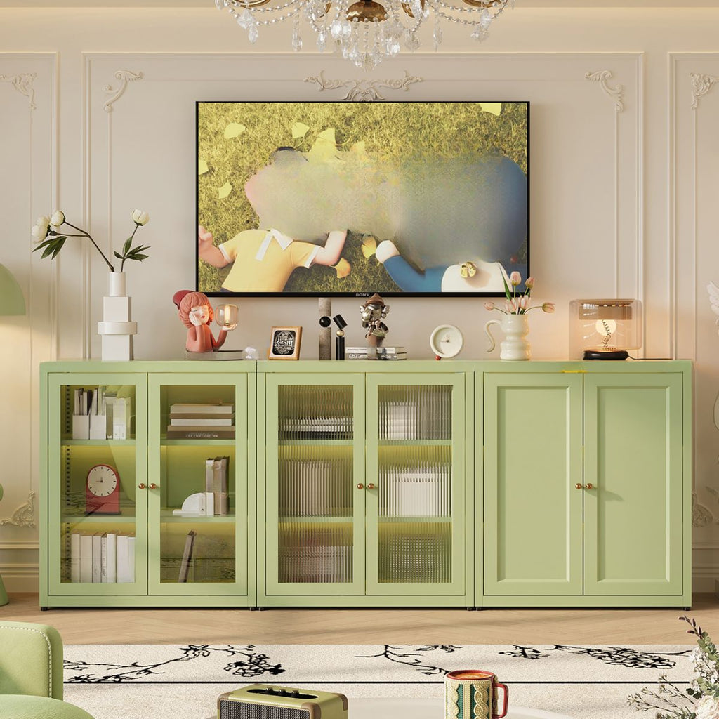 Vertical Alloy Organizing Shelf with 1 Cabinet and 3-Shelf, Closed Back