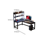 Midnight Black Minimalist L-Shape Trestle Base Bookcase with Exterior Shelf and Independent Structure in Manufactured Wood