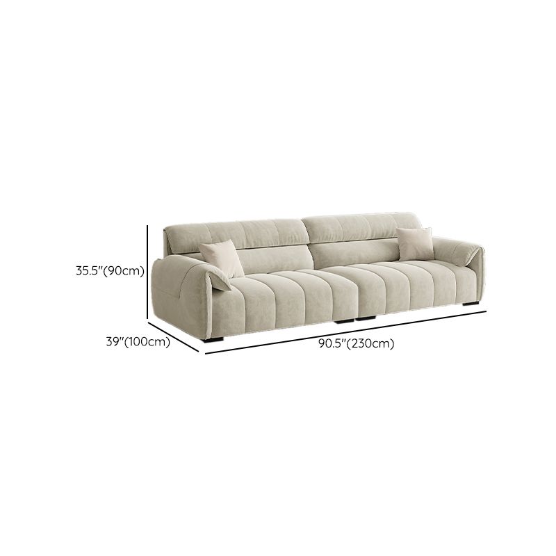 Modish Solid Color Scratch-immune Standard Sofa in Beige with Pillow Top Arm and 2 Pillows, Available in 5 Person/4-seater/3-seater