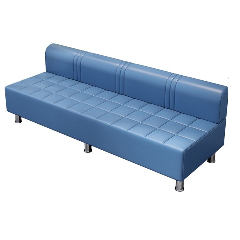 Contemporary Faux Leather Grey/Cerulean/Apricot Sofa for The Parlor