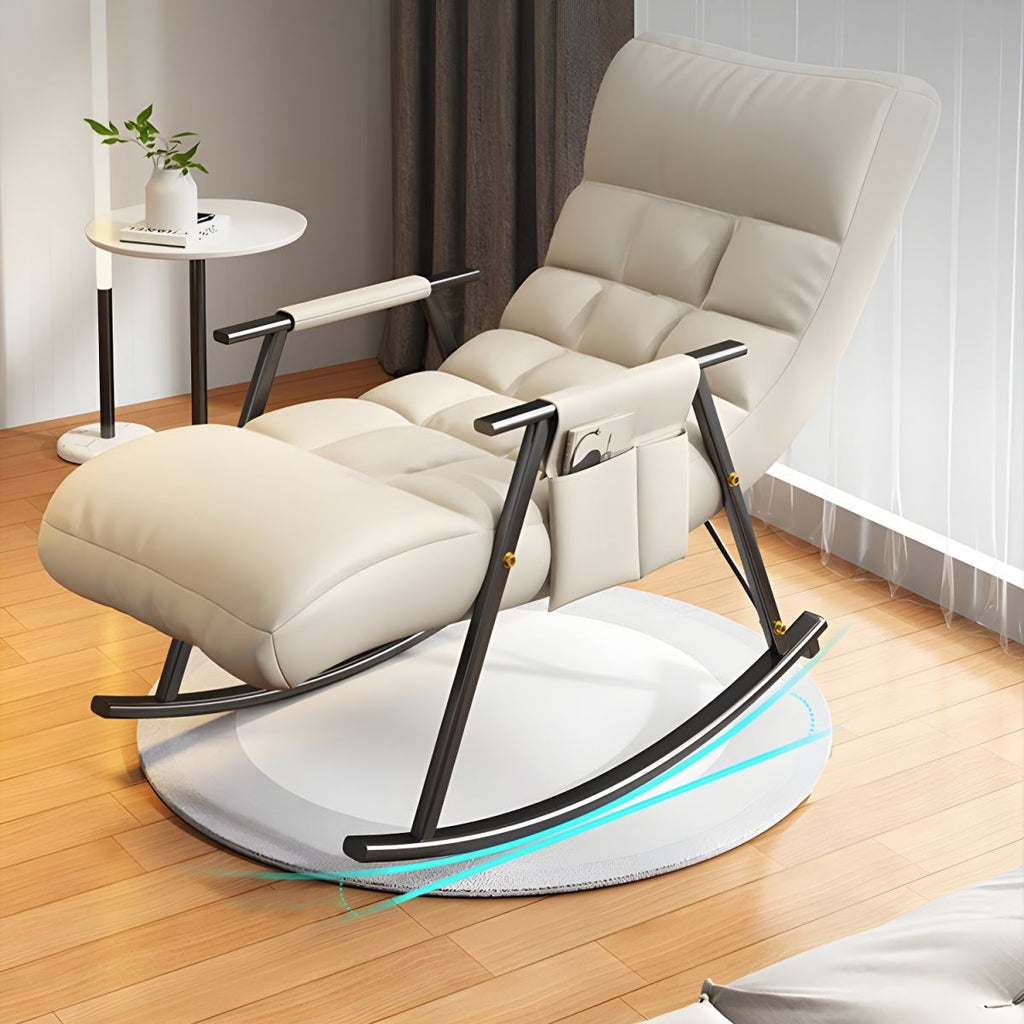 Contemporary Upholstery Rocking Chair with Sleek Metal Legs and Tufted Design