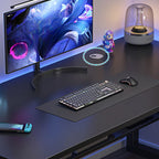 Minimalist Rust Resistant Gaming Computer Desk with Sled Base, Exterior Shelf, Wire Management, and Engineered Wood Top