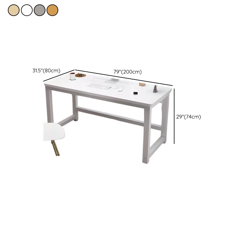Casual Adjustable Writing Desk with Abrasion Resistance and H-Shape Base in Dove Grey/Chalk/Natural, Unattached with Foot Pad