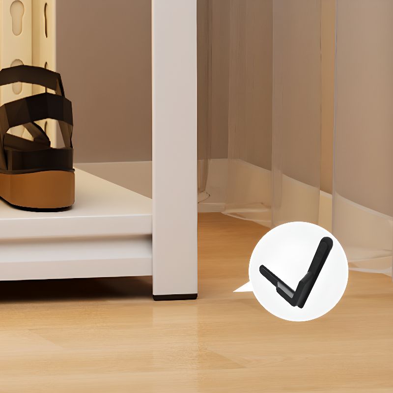 Chalk Contemporary Coat Rack with Receptacle Storage, 3 Shelves, and Steel Frame