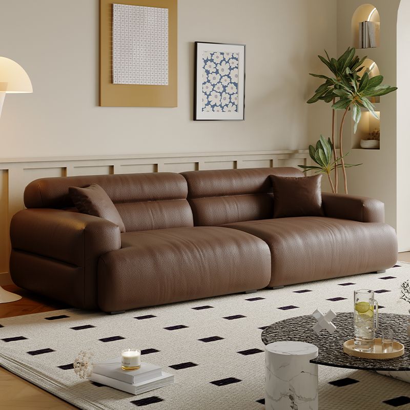 Modish Solid Color Stain Resistant Standard Sofa in Black/Light Gray/Coffee with 2 Pillows, Available in 4-seater/5 Person/3-seater