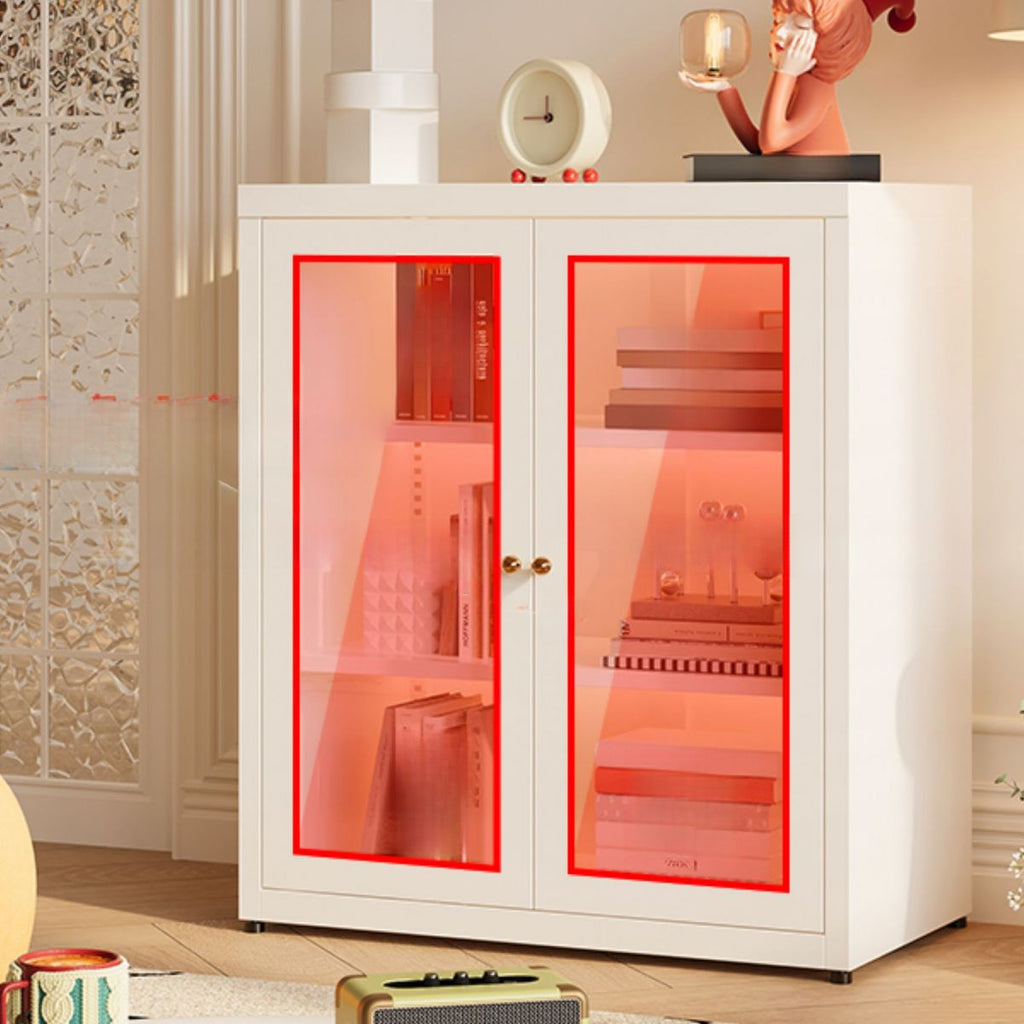 Vertical Alloy Organizing Shelf with 1 Cabinet and 3-Shelf, Closed Back