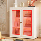 Vertical Alloy Organizing Shelf with 1 Cabinet and 3-Shelf, Closed Back