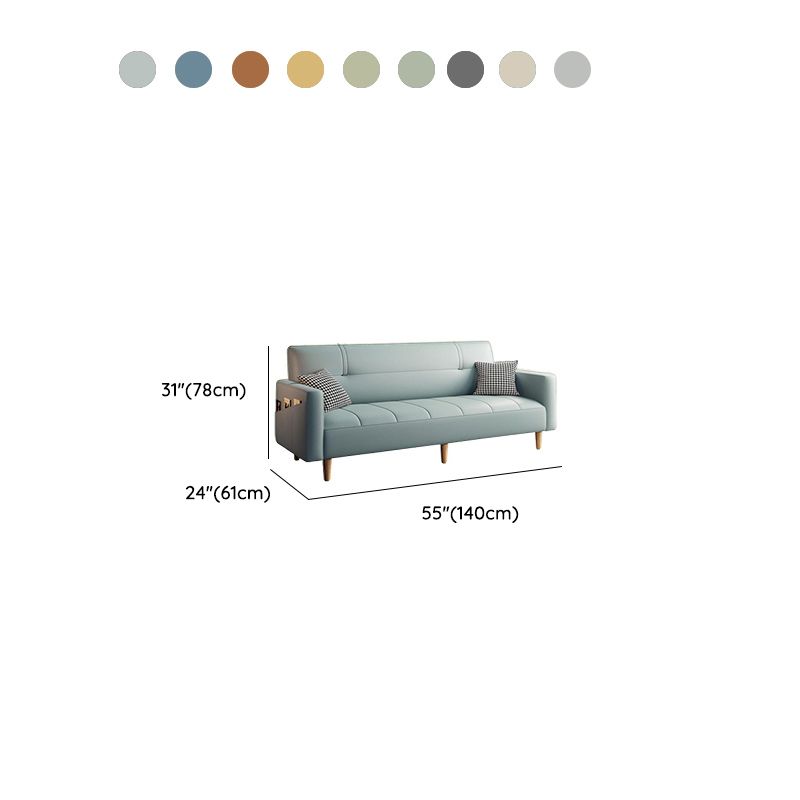 Synthetic Leather Convertible Sofa in Grey/Light Blue/Light Green with Arm