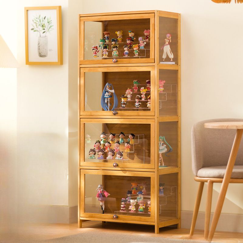 Bambusa Flooring Curio Cabinet with Stockroom, 4 Cabinets/3 Cabinets/2 Cabinets, 4 Shelves/3 Shelves/2 Shelves, 4 Doors/3 Doors/2 Doors