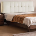 Simplistic Panel Headboard with No Distressing, Piled Tufted Rectangular Design for King/Twin XL/Queen Bed, Sponge Upholstery Fill, Standard Height