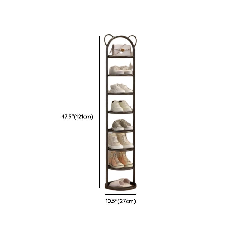 Art Deco Glam Steel Oval Shoe Rack with 8/7/6 Shelves for 11-20/1-10 Pairs in Drawing Room