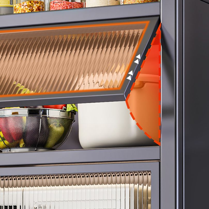 Self-supporting Microwave Shelf Cabinet with Hutch, 1 Shelf Larder, Steel Countertop, and 4 Doors/3 Doors/2 Doors