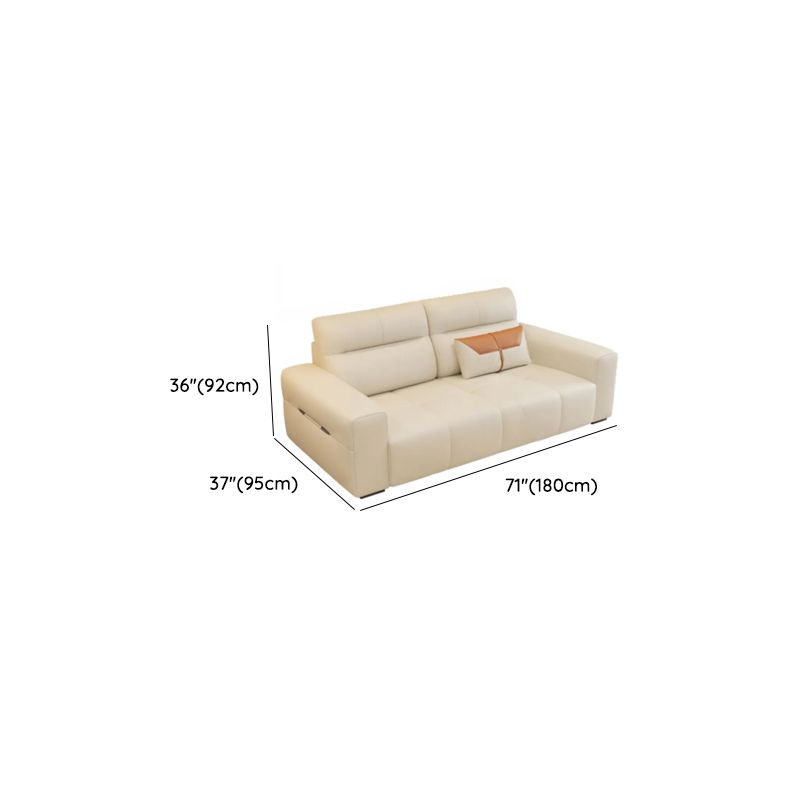 Modish Solid Color Stain Resistant Standard Sofa/Loveseat in Beige, Seats 7/6-Seater/5 Person with 3 Pillows/1 Pillow