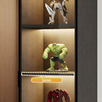 Elegant Glass Display Cabinet with Wood and Lighting Included