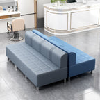 Contemporary Faux Leather Grey/Cerulean/Apricot Sofa for The Parlor