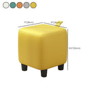 Trendy Square Solid Color Standard Ottoman in Slate Blue/Amber Color/Cream with Natural Wood Frame