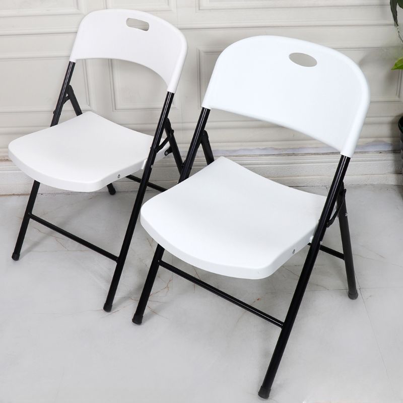 Solid Color Side Chair with Exposed Back, Foldable Metal Frame, 1 Chair Compatible with Tile Flooring