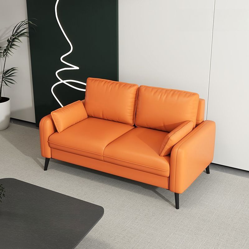 Contemporary Scratch-immune Solid Color Cerulean/Olive Green/Amber Color Loveseat for Seats 2 with Pillow Back and Square Arm
