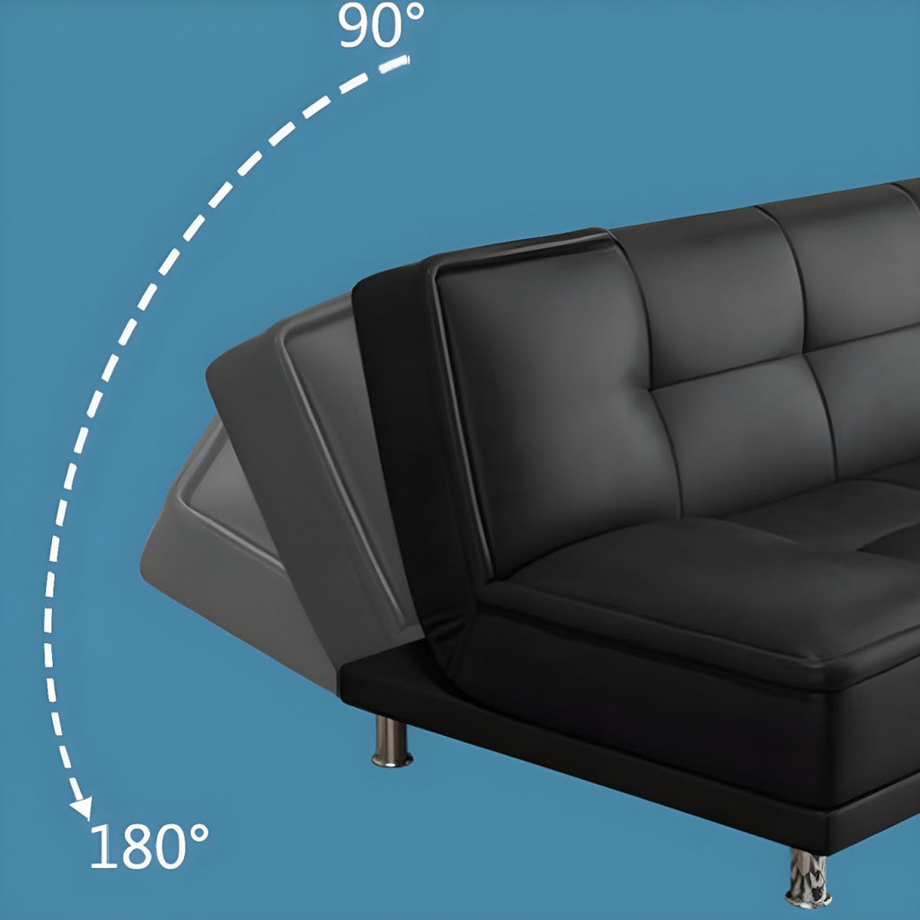 75"Modern Minimalist Armless Foldable Sleeper Leather Settee
