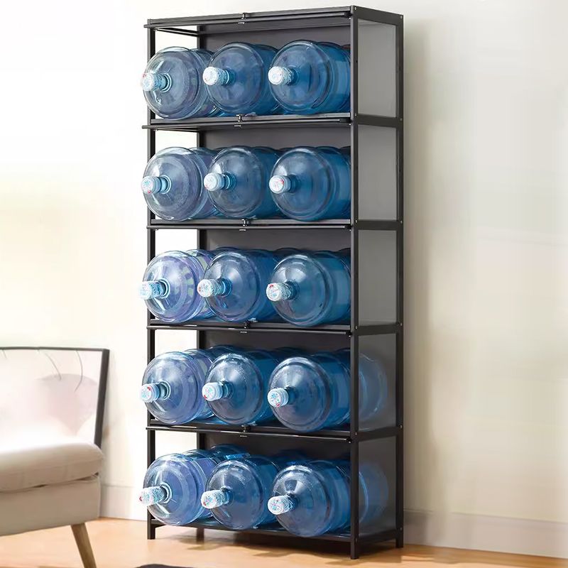 Charcoal Simplistic Bambusa Flooring Curio Cabinet with Sealed Cabinet, 2 Shelves/3 Shelves/4 Shelves, 2 Doors/3 Doors/4 Doors