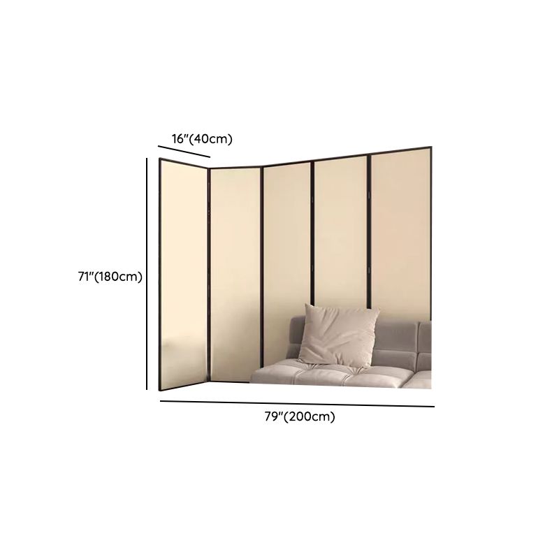 Minimalist Beige Screen Divider with Opaque Light Filtration, Fold-up Natural Wood Frame, and Independent Design