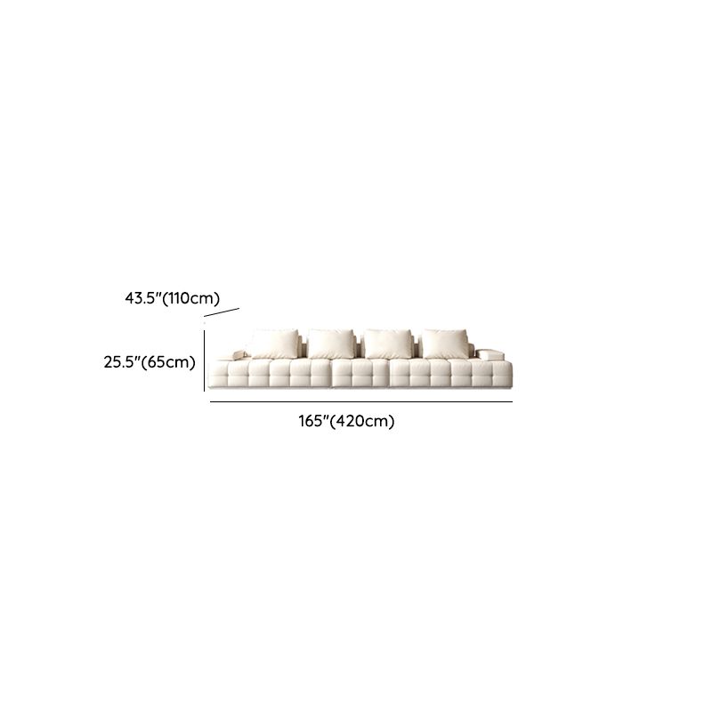 Modish Solid Color Water Resistant Standard Sofa in Chalk with 4-seater/5 Person/Seats 3 and 2 Pillows/3 Pillows/4 Pillows