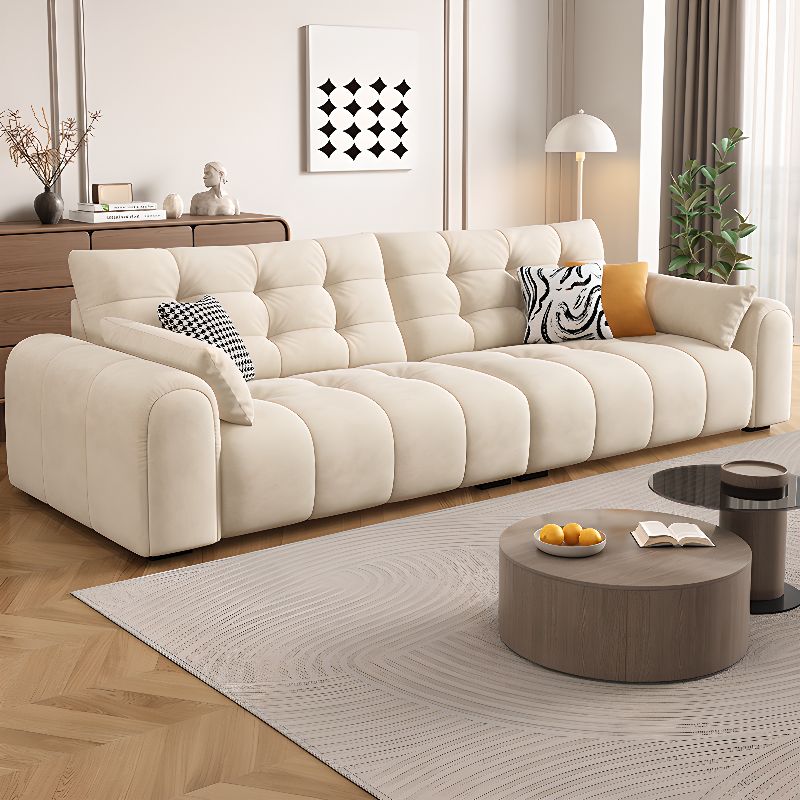 Standard Sofa in Luxurious Flannel with Light Gray Upholstery and 3 Pillows