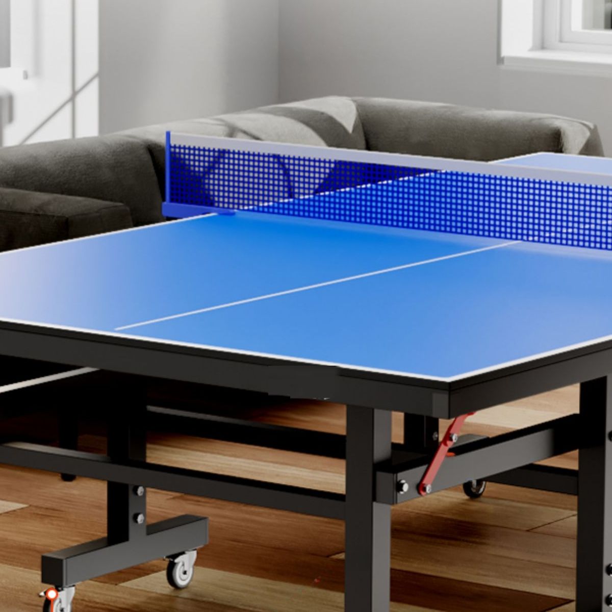 Versatile Indoor/Outdoor Ping Pong Table in Ink/Cerulean with Synthetic Laminate and Paddle
