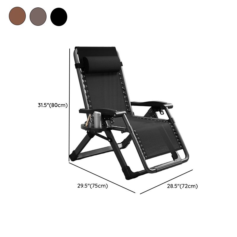 Solid Color Arm Recliner in Midnight Black/Tan with Space-saving Alloy Frame, Standard Base, Cupholder, and Removable Back