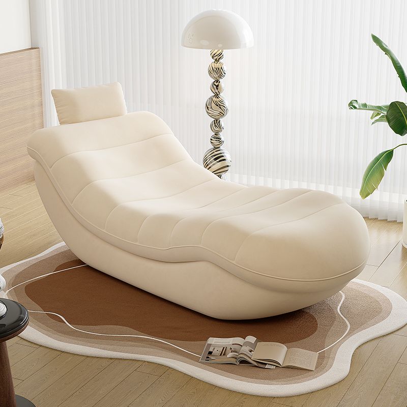 Contemporary Solid Color Reclining Chaise Lounge Indoor with Natural Wood and Ergonomic Padded Design